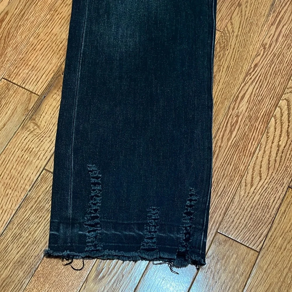 Liverpool LA Black Sadie Straight Jeans Destructed Let Down Hem Sz 8/29